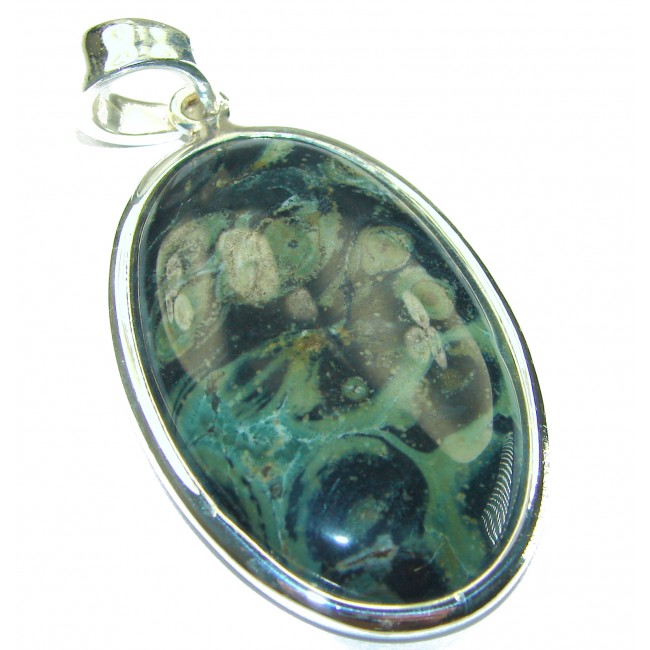 Authentic Green Rhyolite .925 Sterling Silver Pendant