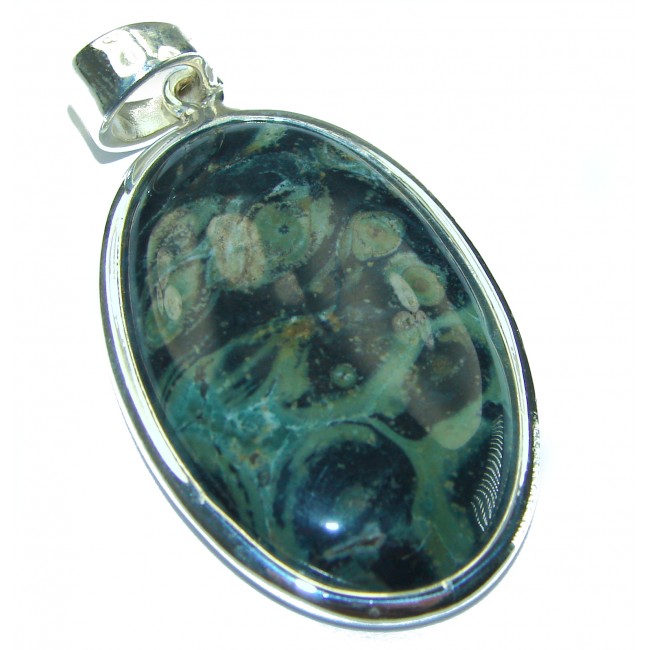 Authentic Green Rhyolite .925 Sterling Silver Pendant