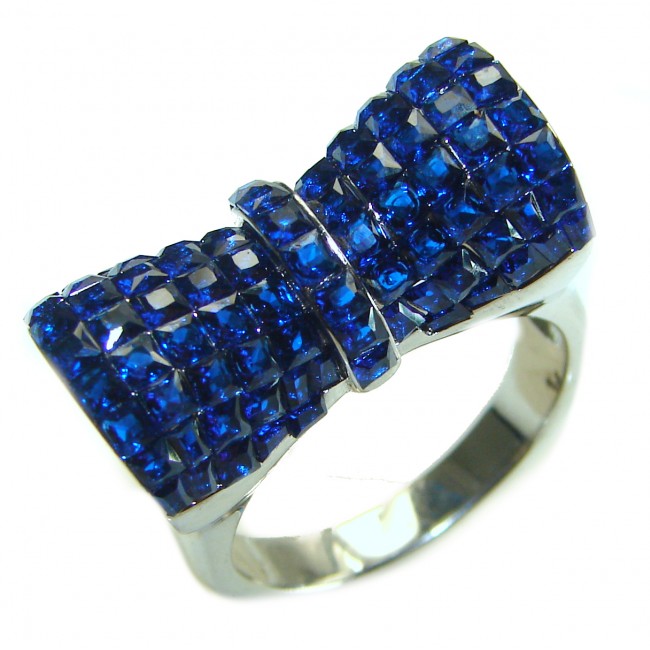 Luxurious Blue Ribbon Sapphire .925 Sterling Silver handcrafted Ring size 8 1/4