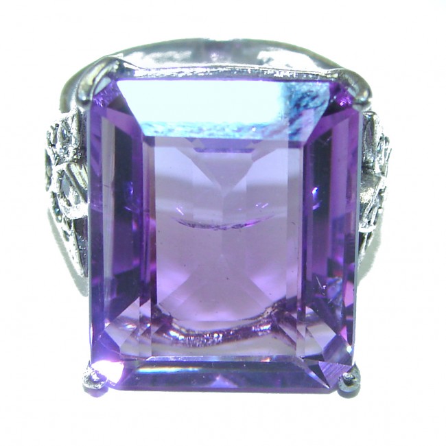 Spectacular 25.5 CARAT Amethyst .925 Sterling Silver Handcrafted Ring size 7 1/4