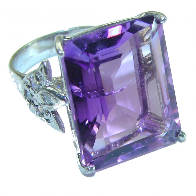 Spectacular 25.5 CARAT Amethyst .925 Sterling Silver Handcrafted Ring size 7 1/4