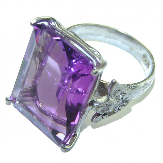 Spectacular 25.5 CARAT Amethyst .925 Sterling Silver Handcrafted Ring size 7 1/4