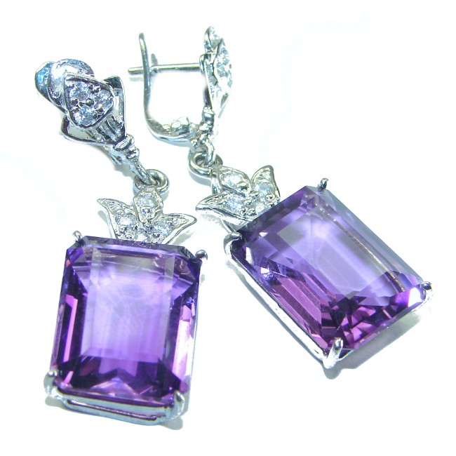 Spectacular 33.5 CARAT Amethyst .925 Sterling Silver handcrafted earrings