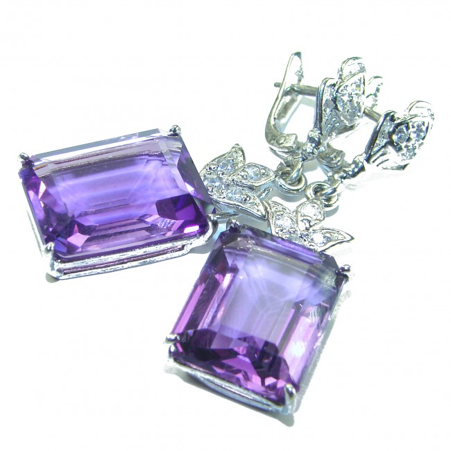 Spectacular 33.5 CARAT Amethyst .925 Sterling Silver handcrafted earrings