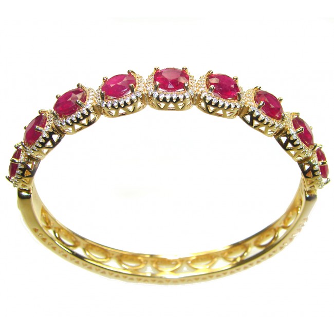 Miabella Ruby 14K Gold over .925 Sterling Silver handmade bangle Bracelet