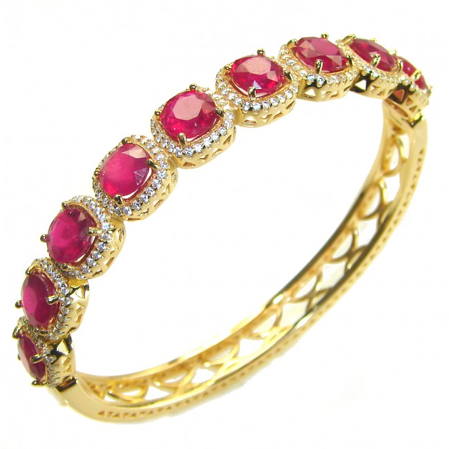 Miabella Ruby 14K Gold over .925 Sterling Silver handmade bangle Bracelet