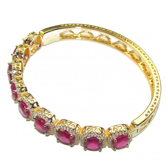 Miabella Ruby 14K Gold over .925 Sterling Silver handmade bangle Bracelet