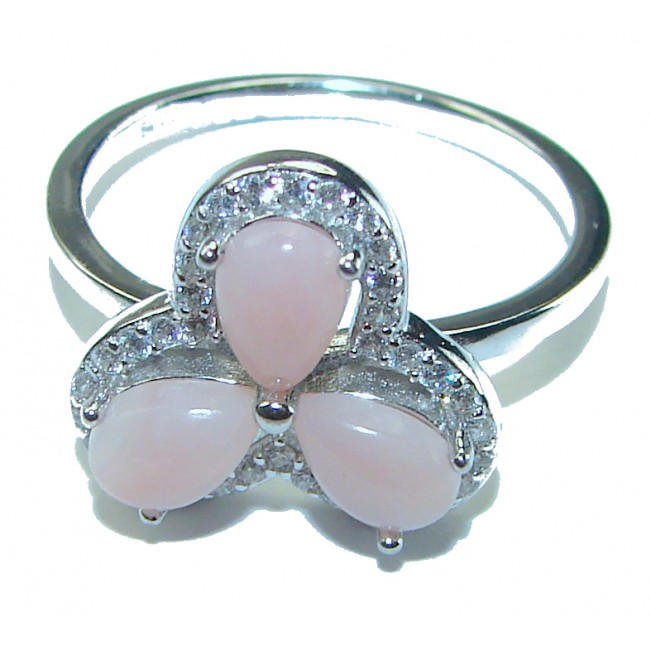 Earth Treasure Authentic Pink Opal .925 Sterling Silver handcrafted ring size 7