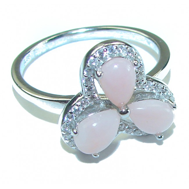 Earth Treasure Authentic Pink Opal .925 Sterling Silver handcrafted ring size 7