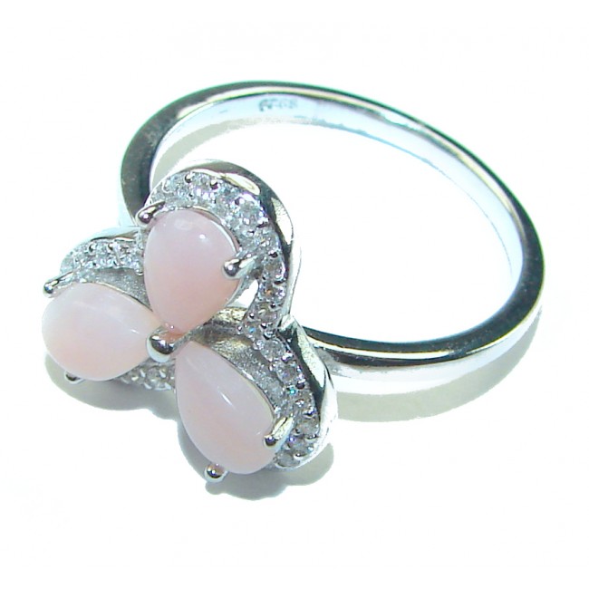 Earth Treasure Authentic Pink Opal .925 Sterling Silver handcrafted ring size 7