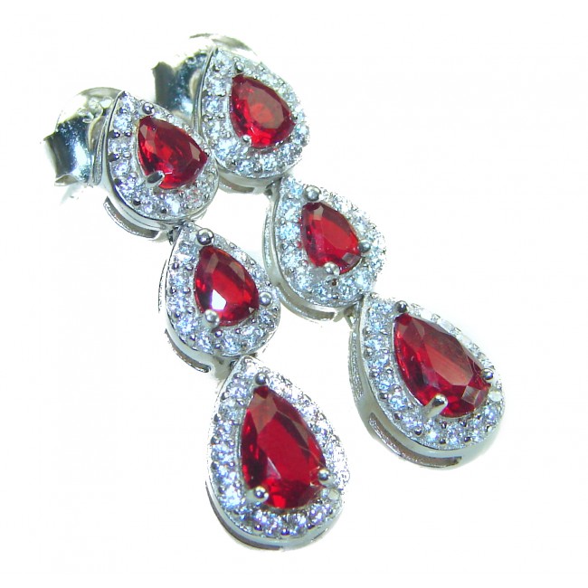 Excellent quality Ruby .925 Sterling Silver handcrafted earrings