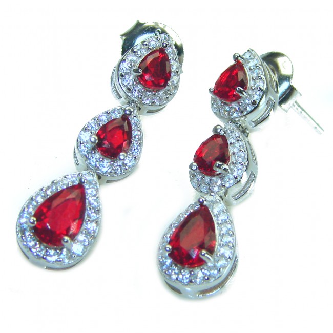 Excellent quality Ruby .925 Sterling Silver handcrafted earrings