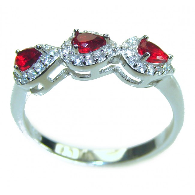 Red Brilliance 3.5 carat Ruby .925 Silver handcrafted Cocktail Ring s. 8