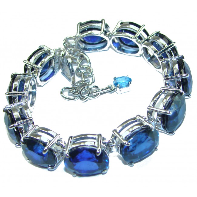 105.5 carat London Blue Topaz .925 Sterling Silver handcrafted Bracelet