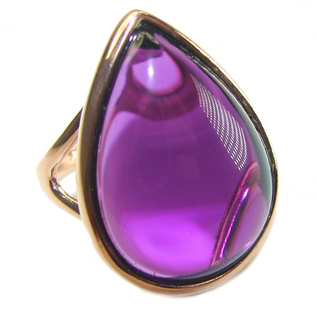 Spectacular Amethyst 14K Gold over .925 Sterling Silver Handcrafted Large Ring size 9