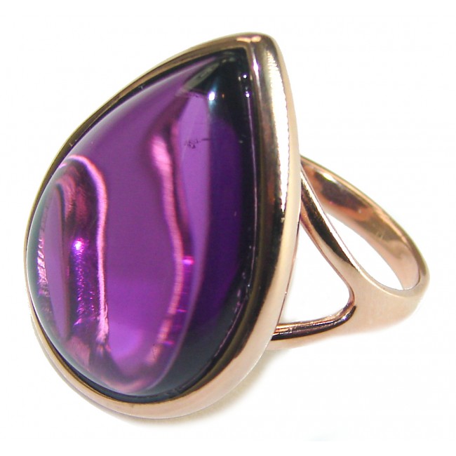 Spectacular Amethyst 14K Gold over .925 Sterling Silver Handcrafted Large Ring size 9