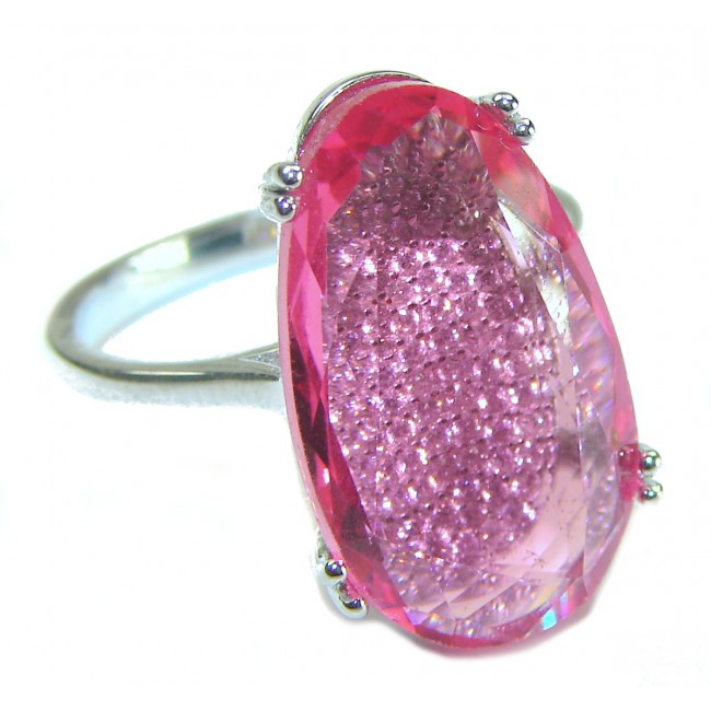 Blooming Orchid Pink Topaz .925 Silver handcrafted Cocktail Ring s. 8