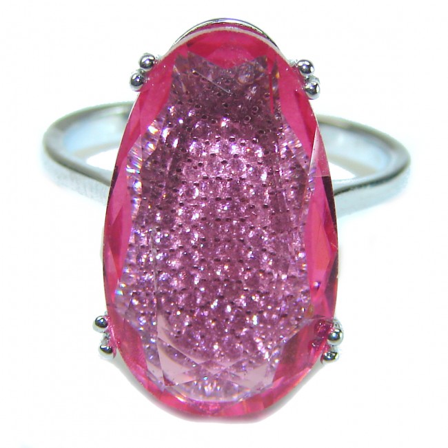 Blooming Orchid Pink Topaz .925 Silver handcrafted Cocktail Ring s. 8