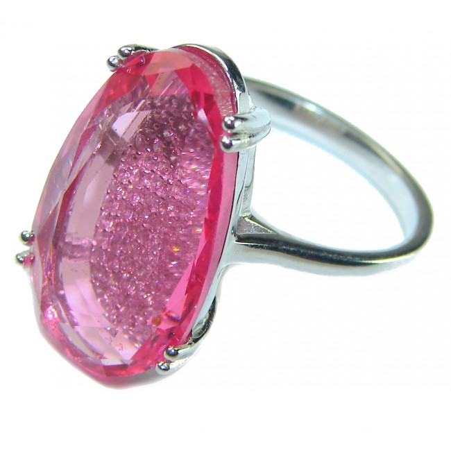 Blooming Orchid Pink Topaz .925 Silver handcrafted Cocktail Ring s. 8