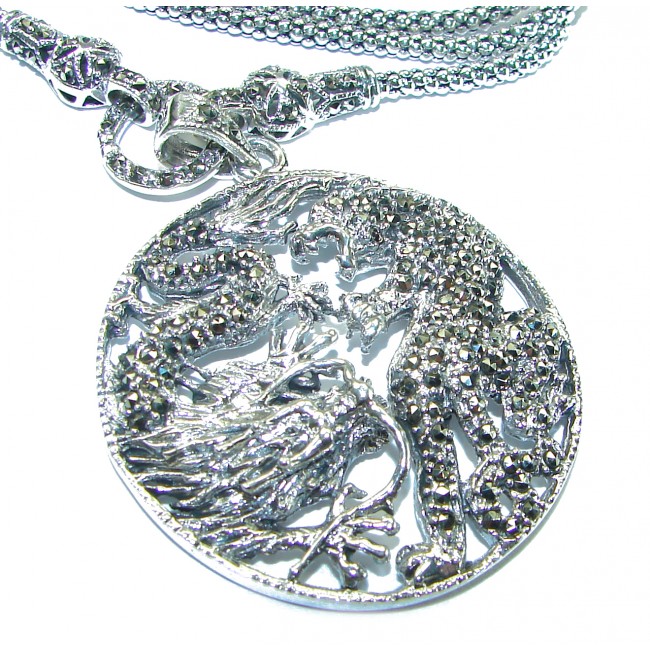 Dragon fighting Tiger Authentic .925 Silver handcrafted Bali Legacy Borobudur Chain Necklace Pendant