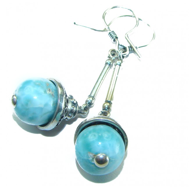 Bohemian Style Blue Larimar .925 Sterling Silver handmade earrings