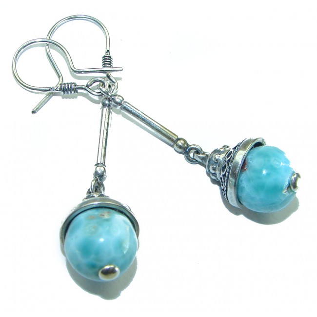 Bohemian Style Blue Larimar .925 Sterling Silver handmade earrings