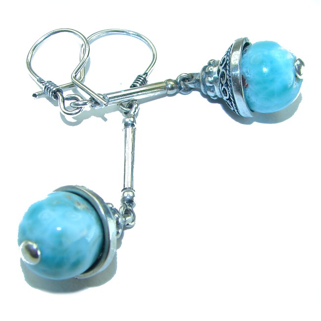 Bohemian Style Blue Larimar .925 Sterling Silver handmade earrings