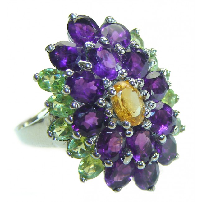 Purple Melody Amethyst .925 Sterling Silver Handcrafted Ring size 8 1/2