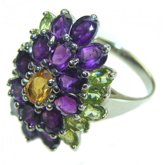 Purple Melody Amethyst .925 Sterling Silver Handcrafted Ring size 8 1/2