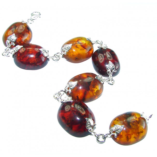 Cognac Color Beautiful Amber .925 Sterling Silver handcrafted Bracelet