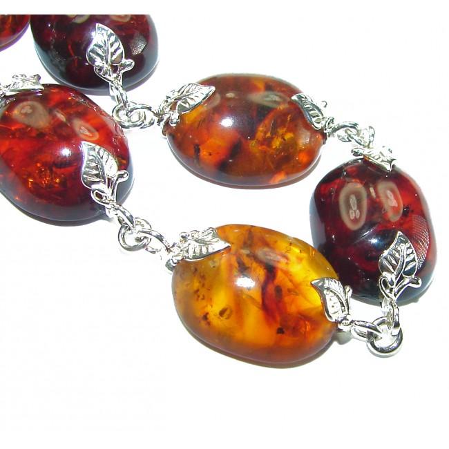 Cognac Color Beautiful Amber .925 Sterling Silver handcrafted Bracelet