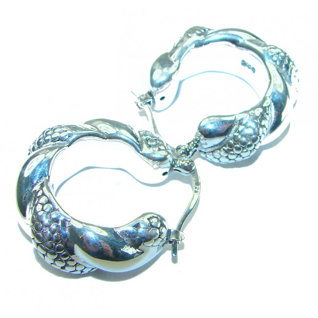 Highly Polished Fancy .925 Sterling Silver Italy made Earrings