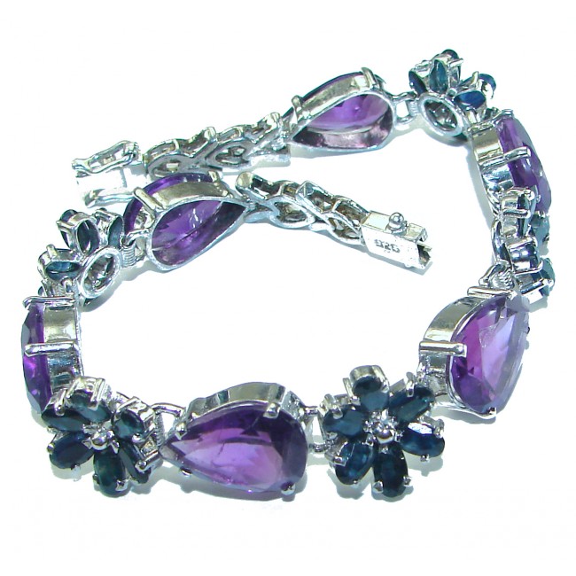 Purple Beauty authentic African Amethyst Sapphire .925 Sterling Silver handcrafted Bracelet