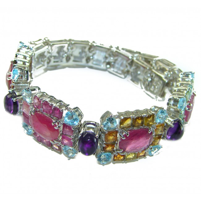 Summer Fiesta Precious natural Ruby .925 Sterling Silver handcrafted Bracelet