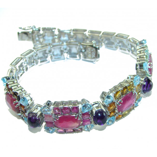 Summer Fiesta Precious natural Ruby .925 Sterling Silver handcrafted Bracelet