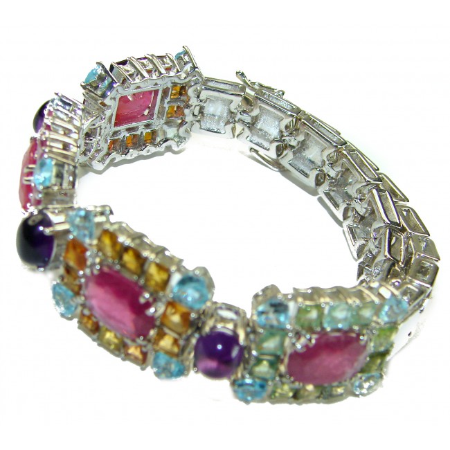 Summer Fiesta Precious natural Ruby .925 Sterling Silver handcrafted Bracelet