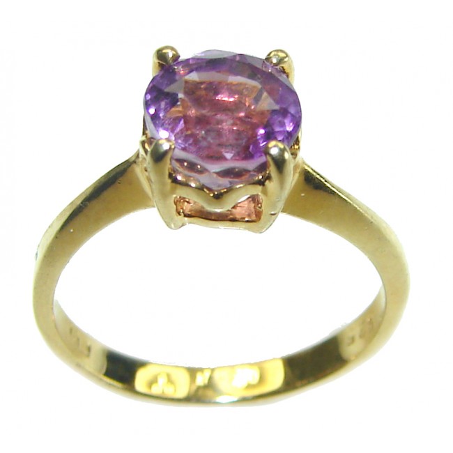 Purple Rose Authentic 3.2 carat Amethyst 14K Gold over .925 Sterling Silver handmade Ring s. 6 1/4