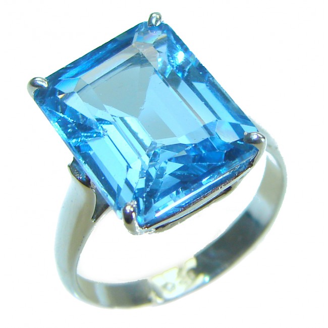 Natural 9.5 carat Blue Swiss Topaz .925 Sterling Silver handcrafted Ring size 6 1/4