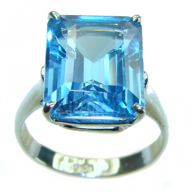 Natural 9.5 carat Blue Swiss Topaz .925 Sterling Silver handcrafted Ring size 6 1/4