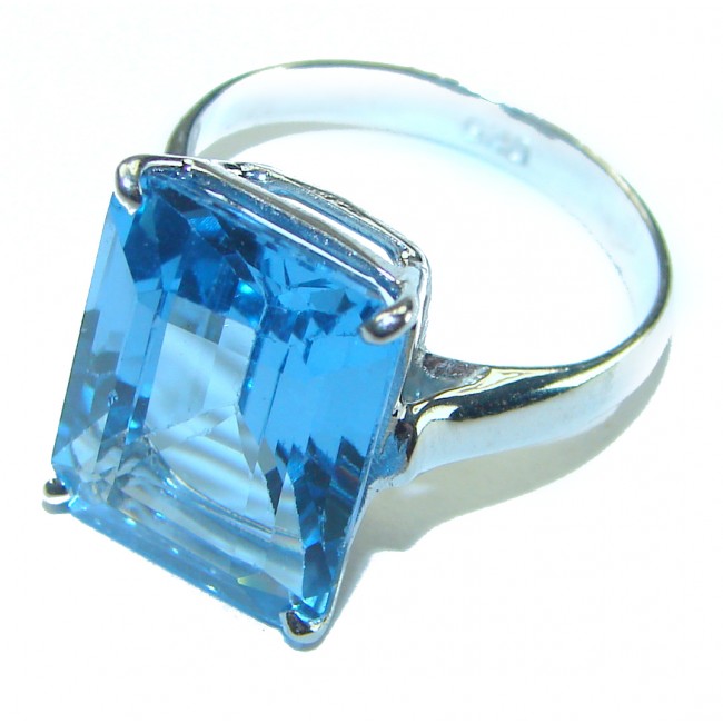 Natural 9.5 carat Blue Swiss Topaz .925 Sterling Silver handcrafted Ring size 6 1/4