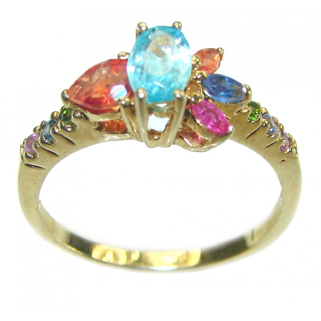 Unique Design design 0.9 CARAT Apatite 14K Good over .925 Sterling Silver handmade ring s. 7