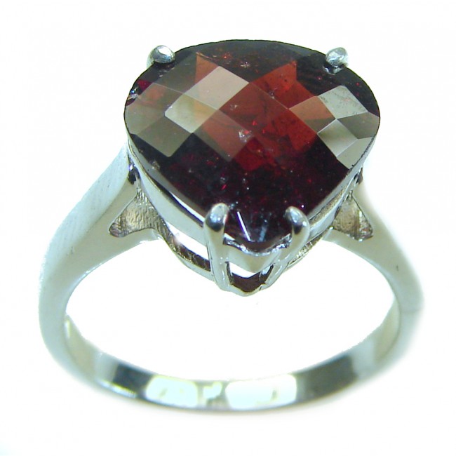 Wild Flower Authentic 5.9 carat Garnet .925 Sterling Silver handcrafted Ring size 6 1/2