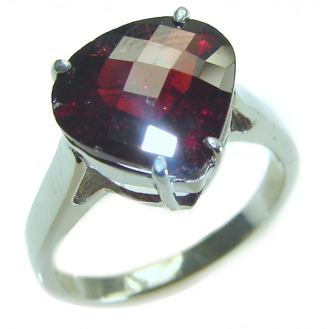 Wild Flower Authentic 5.9 carat Garnet .925 Sterling Silver handcrafted Ring size 6 1/2