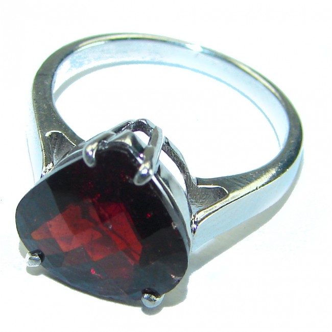 Wild Flower Authentic 5.9 carat Garnet .925 Sterling Silver handcrafted Ring size 6 1/2