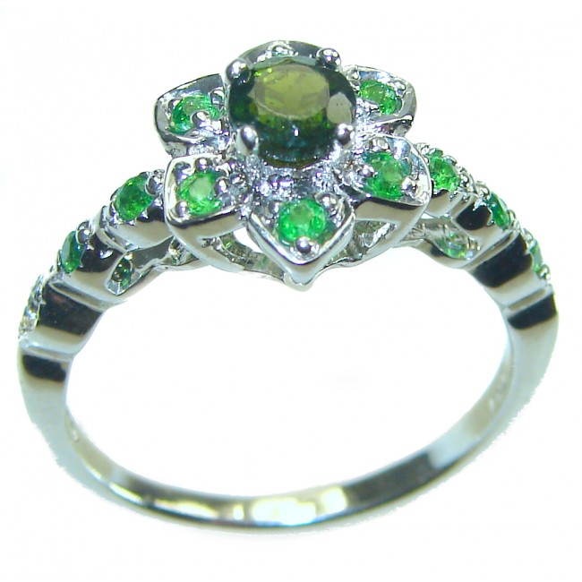 Authentic 1.2 carat Emerald .925 Sterling Silver handmade Ring s. 9