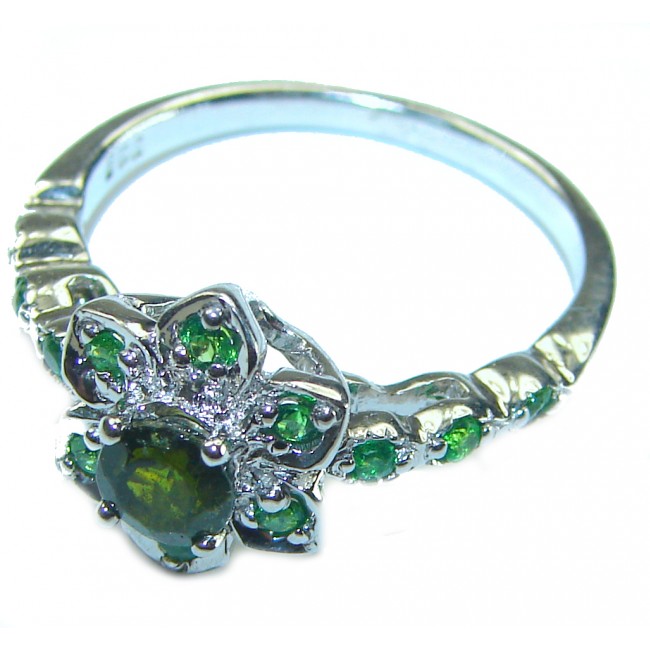 Authentic 1.2 carat Emerald .925 Sterling Silver handmade Ring s. 9