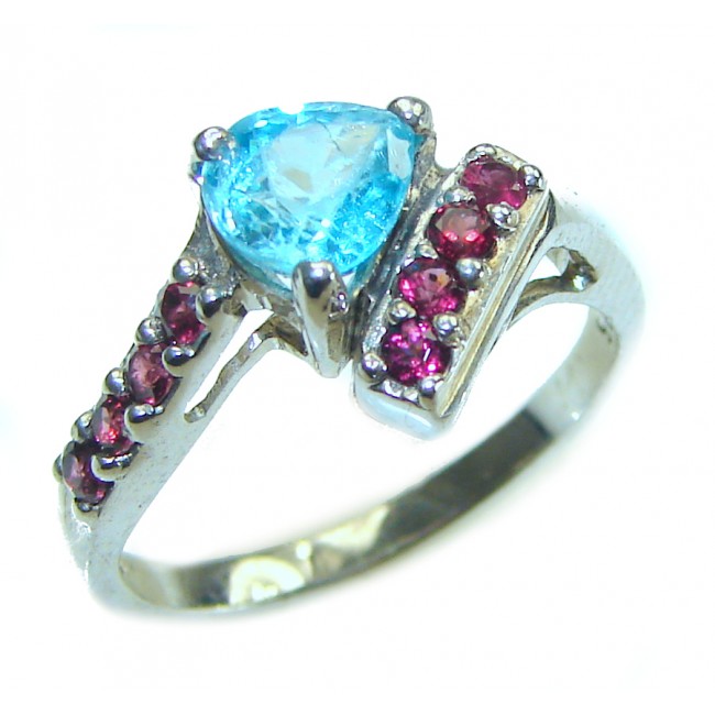 Ocean drop Swiss Blue Topaz .925 Sterling Silver handmade Ring size 6 1/2