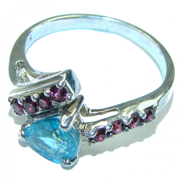 Ocean drop Swiss Blue Topaz .925 Sterling Silver handmade Ring size 6 1/2