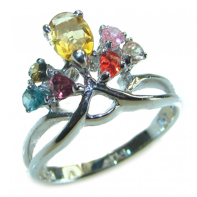 Authentic 3.2 carat Citrine .925 Sterling Silver handmade Cocktail Ring s. 9