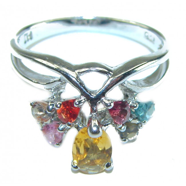 Authentic 3.2 carat Citrine .925 Sterling Silver handmade Cocktail Ring s. 9